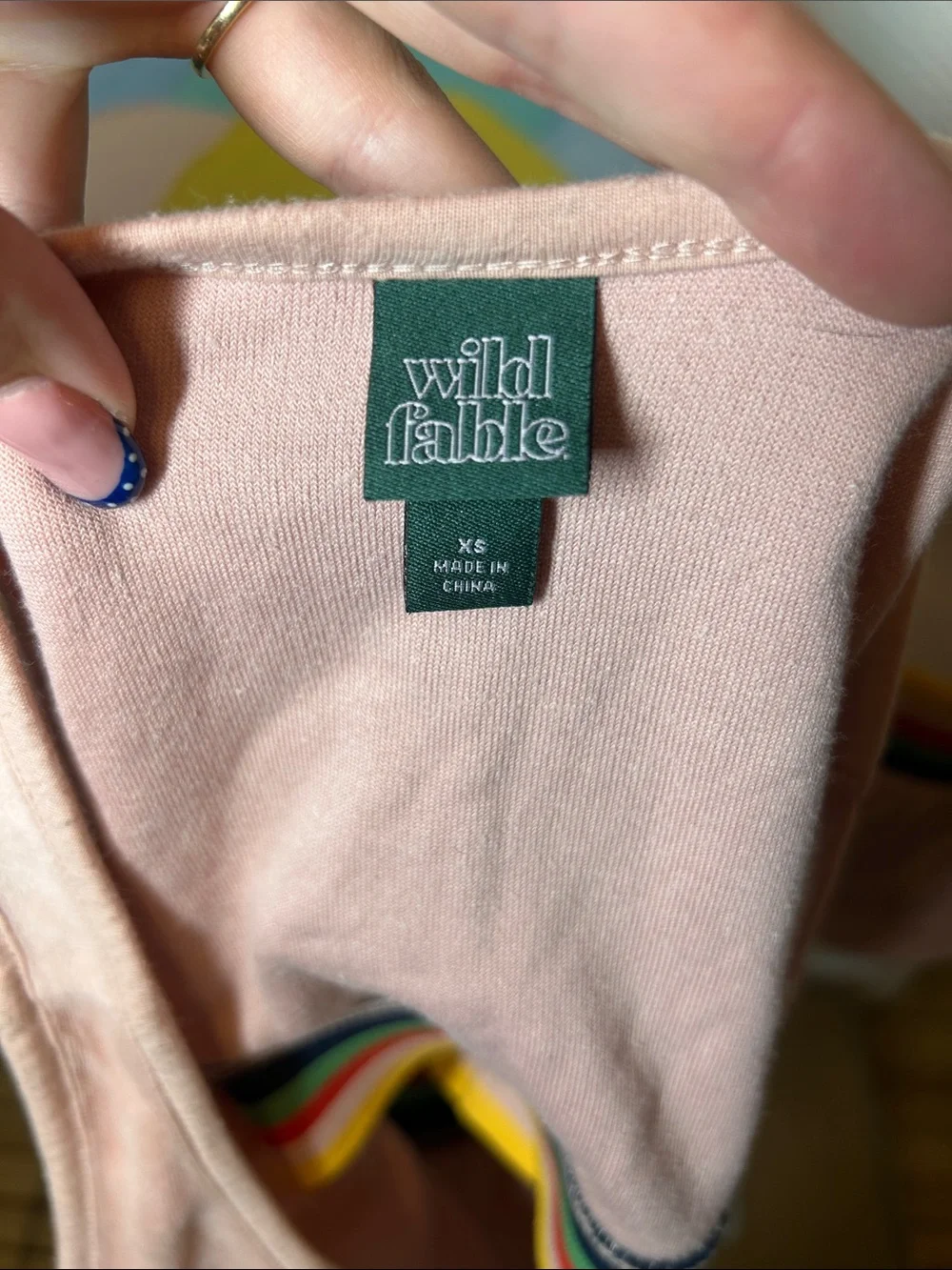 Wild Fable Light Blush Tank and short set with multicolor Trim sz xs